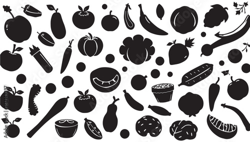 Fresh produce seamless pattern for healthy eating designs, a versatile backdrop for culinary projects, food blogs, and nutrition-focused content