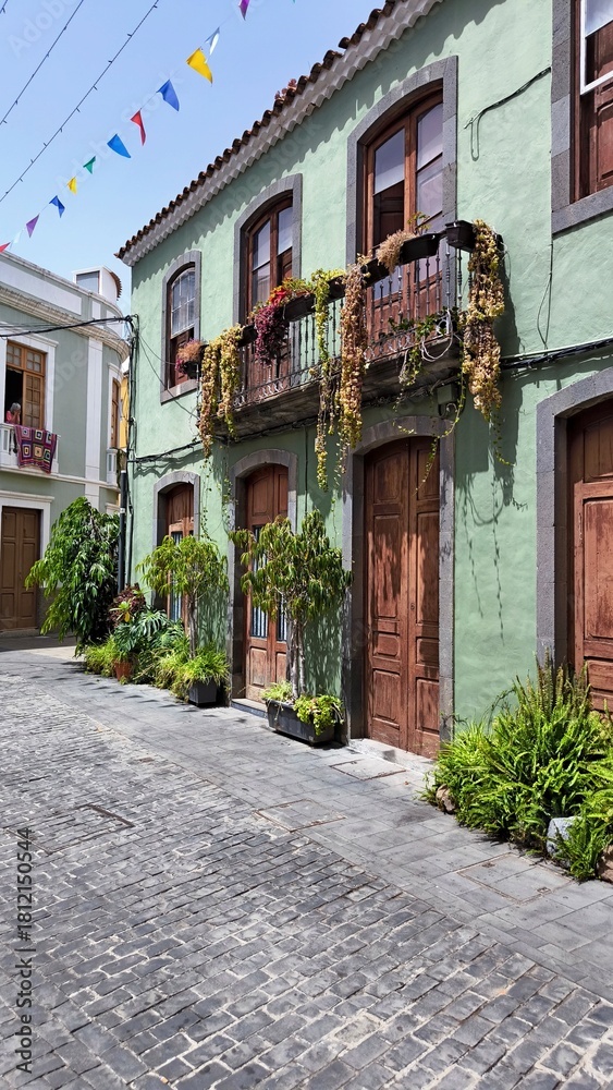 Fototapeta premium Streets and beautiful houses of the picturesque village of Santa Brigida. Gran Canaria, Canary Islands. Spain.