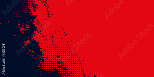 Red halftone dots blue color pattern gradient grunge texture background. Dot pop art comic sport style vector illustration. Eps10