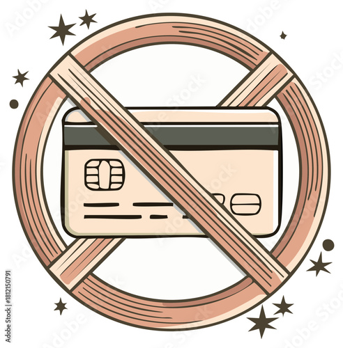 No Credit Card Accepted Icon with Illustration Elements