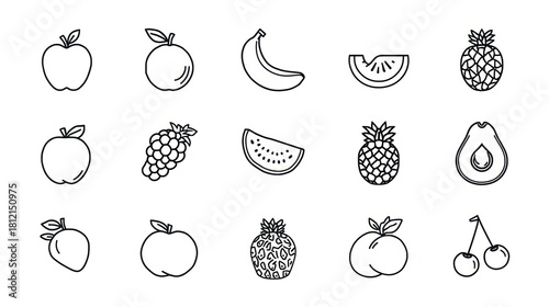 Fototapeta Naklejka Na Ścianę i Meble -  Hand drawn sketch of various fruits on a white background