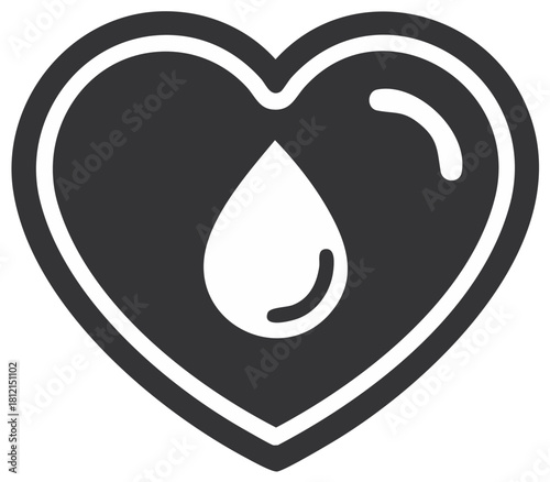 Heart Symbol Filled with Blood Drop Shape Donation Concept  Health and Medical Illustration