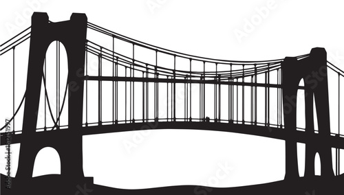 Iconic suspension bridge silhouette, perfect for travel blogs, architectural designs, or urban planning presentations, adding a touch of modern elegance