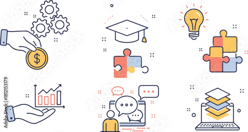 Set of hand drawn icons representing eco friendly ideas and growth