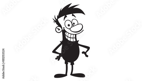 Cartoon character with a huge smile and mischievous grin, perfect for humorous illustrations or playful designs, expressing joy and lightheartedness with quirky charm