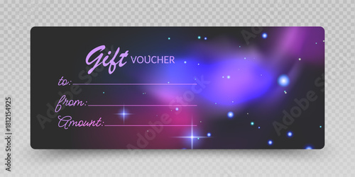 Elegant Gift Certificate and Card. luxury gift vouchers. Cosmic Sparkle and Galactic Glow special light effect 