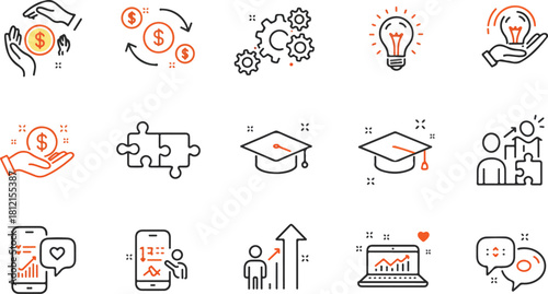 Business, finance, education, technology growth icons