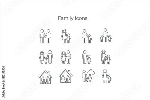 Diverse Family Unit Icons Collection
