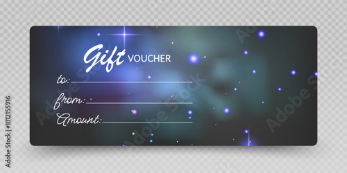 Elegant Gift Certificate and Card. luxury gift vouchers. Cosmic Sparkle and Galactic Glow special light effect 