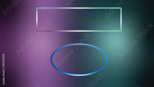 Neon Glow Frames Vector Set: Rectangle and Oval Shapes on Dark Purple and Teal Background