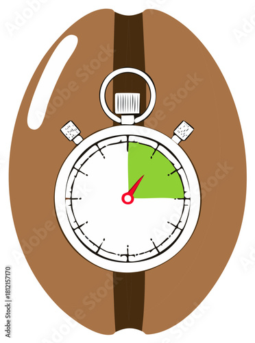 Coffee Bean Timer Illustration for Brewing Times and Freshness Concepts
