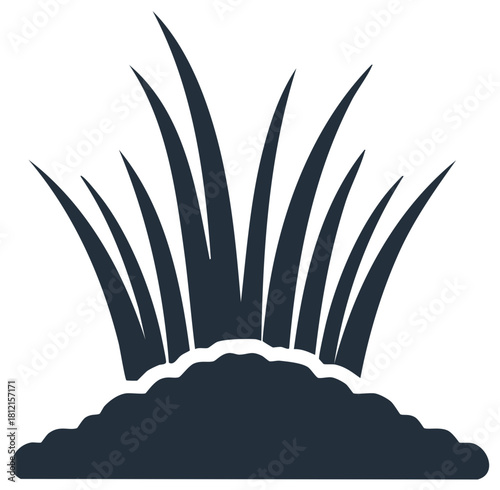 Elegant silhouette illustration depicting grass growing from the ground, an abstract visual, symbolizing nature and growth.
