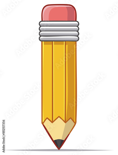 Vibrant yellow pencil with pink eraser and sharpened lead a classic school supply illustration
