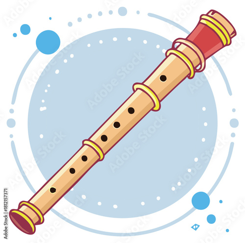 Cartoon Recorder Illustration Woodwind Musical Instrument Wind Music School Art