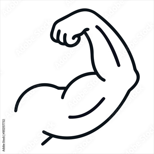 Muscle biceps illustration featuring minimalist design with clear lines highlighting strength and fitness for athletic or health related themes