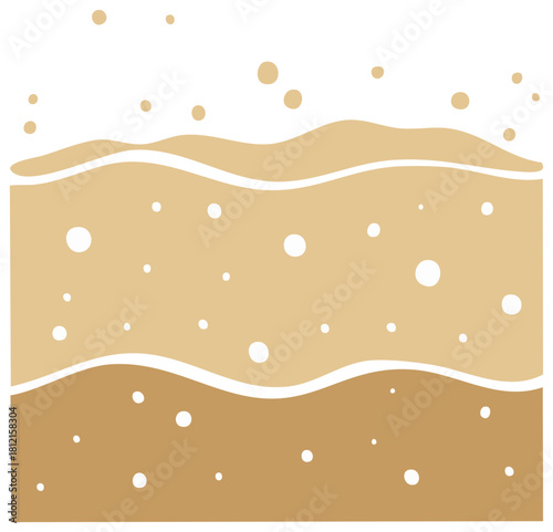 Soil Layers with Bubbles, Abstract Underground Ground Landscape, Earth Profile with Stratification