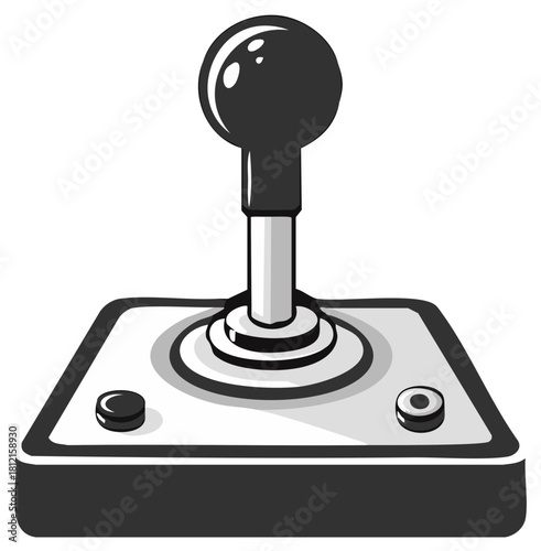 Retro arcade joystick controller with two buttons and a ball top handle