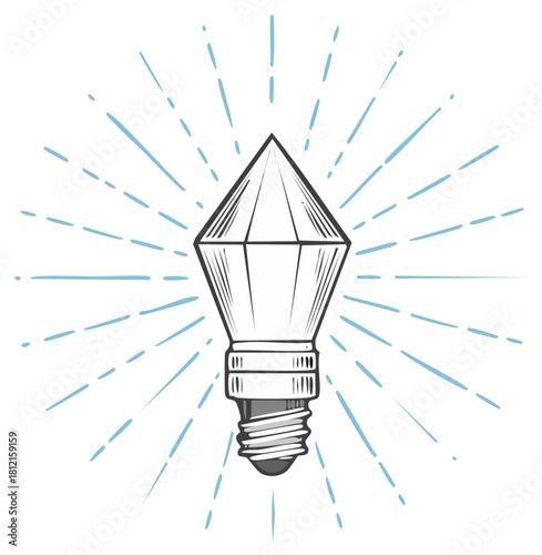 Conceptual Lightbulb Drawing with Radiating Lines Idea and Innovation Concept Artwork