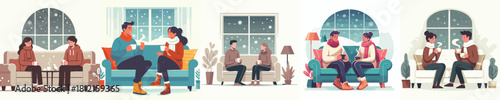 couple drinking coffee together in the winter