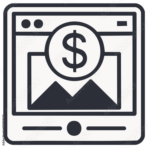 Web browser displaying dollar currency symbol for online payment and e commerce