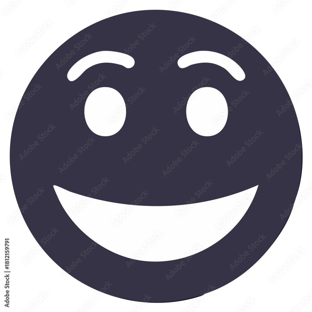 Fototapeta premium Happy Emoticon Flat Design Symbol Smiling Face with Eyes and Mouth