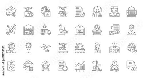 Hand-drawn alphabet font vector icon set for web and business design doodle illustration collection
