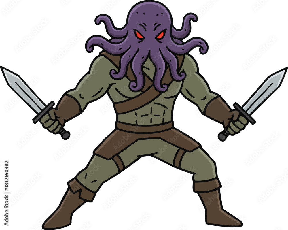 Fototapeta premium Tentacle Face Monster Warrior