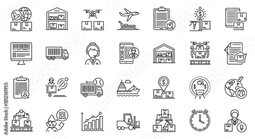 Vector set of business web icons for internet, finance, mobile, and travel design illustration