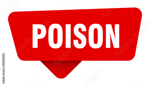 poison red sticker isolated on transpatent background. poison sign