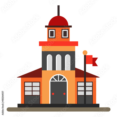 vector illustration of a fire  station