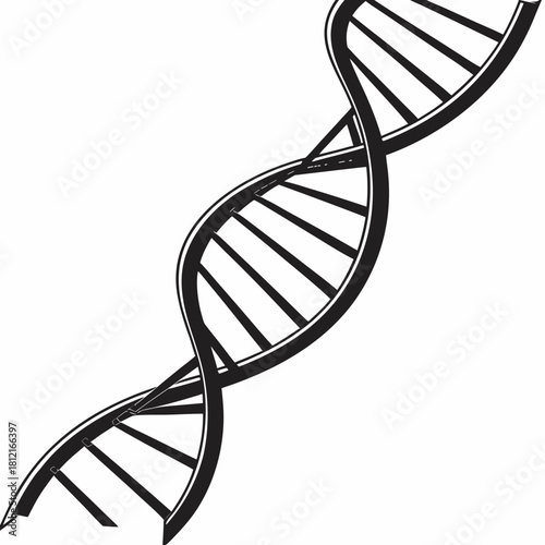 DNA Helix Structure: A detailed monochrome depiction of the iconic double helix, the building block of life, representing genetics, biology, and the wonders of science.