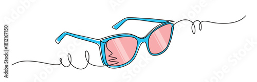 Continuous line art of a cool pair of glasses. Concept of a men's and women's style. This image is for a shop banner. Vector illustration with attractive colors.