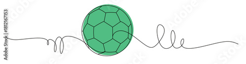 Continuous line art of a soccer ball. The concept of the most popular sport. This image is for a soccer match banner. Vector illustration with attractive colors.