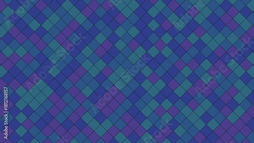 Intricate geometric pattern of interlocking diamonds in shades of blue and purple creating a vibrant mosaic.