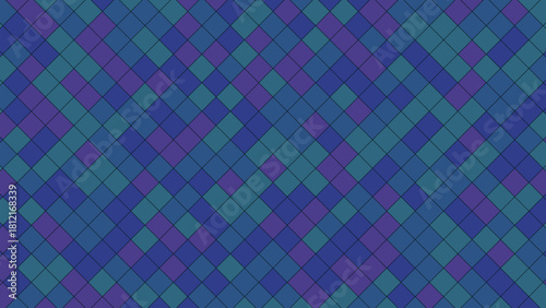 Abstract geometric pattern of interlocking rhombuses in shades of blue and purple.