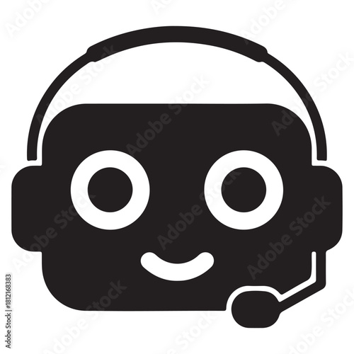 Friendly customer service robot with headset