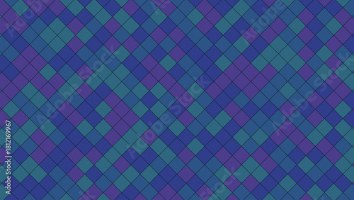 Abstract geometric pattern with interlocking diamonds in shades of blue and purple.