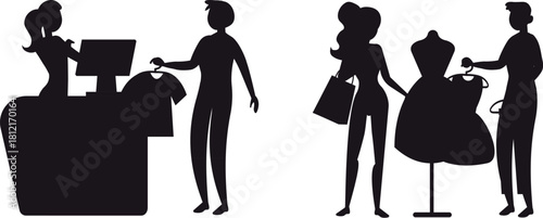 Retail Shopping and Checkout Silhouettes