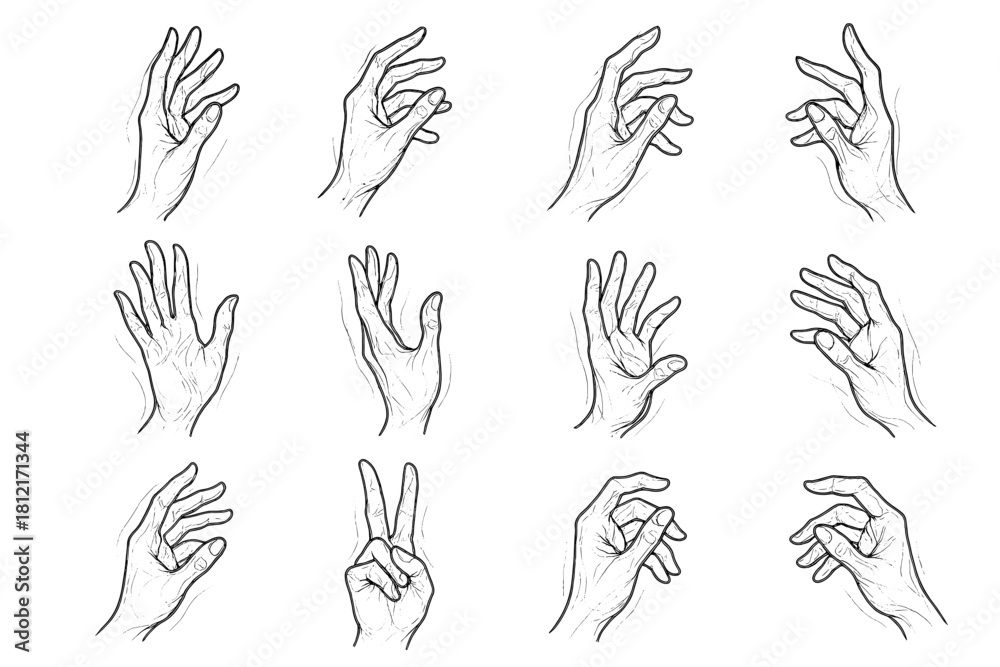Fototapeta premium Pencil showing icons sketch lines icon vector hand artistic study flow movement
