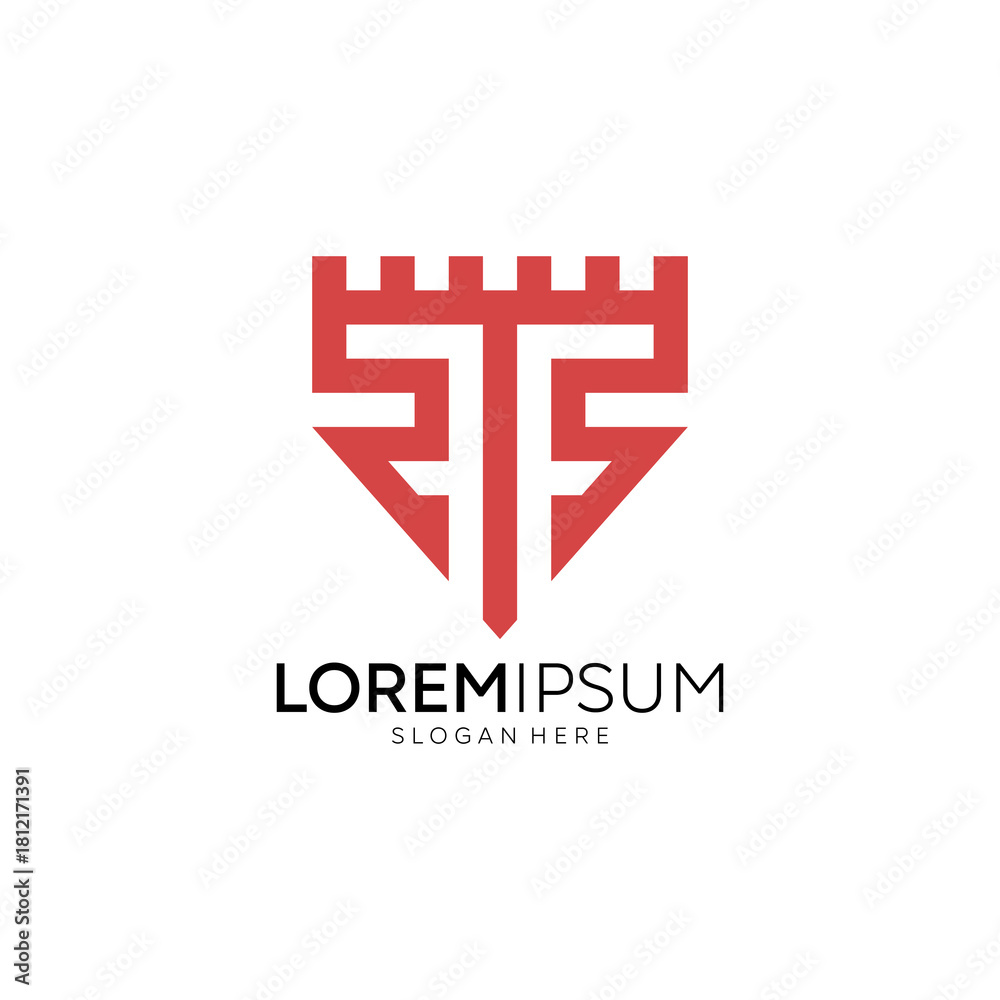 Obraz premium FF initials logo. Vector Garuda and Shield Logo, abstract icon.