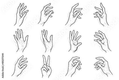 Pencil showing icons sketch lines icon vector hand artistic study flow movement
