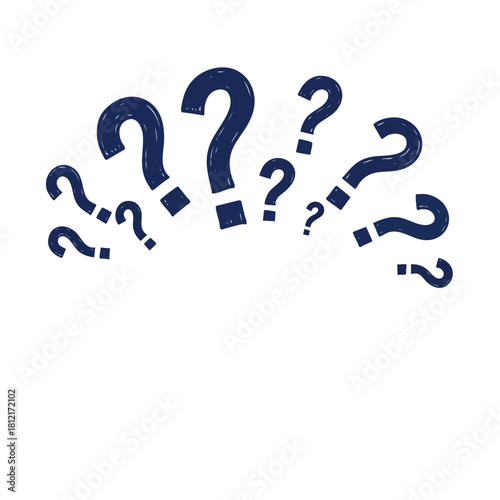 Cluster of Blue Question Marks Graphic Icons.