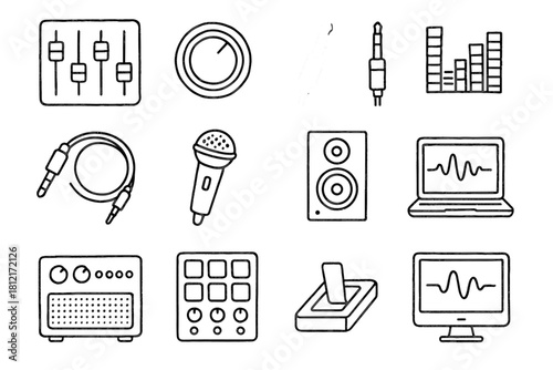 Mixer icon mic icons laptop sound controller vector audio speaker equalizer equipment