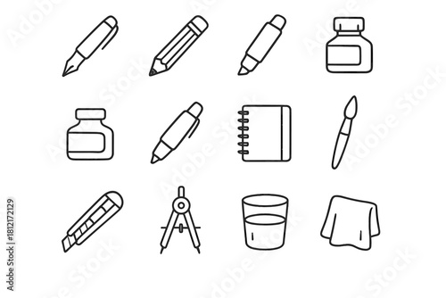Sketchbook marker brush pen icon icons ink ruler vector pencil tools eraser