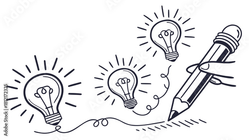 Sketching Innovative Ideas with Pencil Power: A Creative Spark for Business, Education, and Design Projects, Originally a Scalable Graphic Art