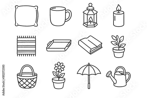 Flower mug vector patio icon icons can accessory rug basket watering plant