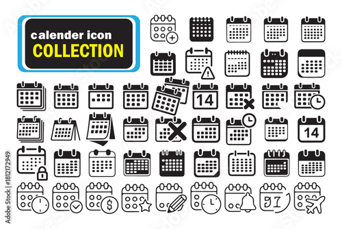 Minimal Calendar Icons . Schedule, Meeting, and Timeline Vector Set