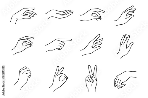 Wave rest elegant hand vector pointing open sign pinch grip fist icon