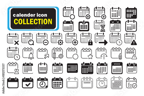 Minimal Calendar Icons . Schedule, Meeting, and Timeline Vector Set