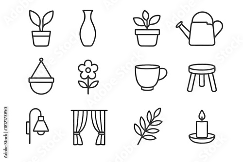 Garden can icon icons leaf hanging curtain flower vector watering pot plant